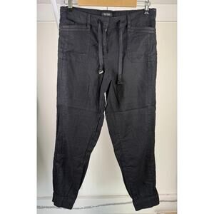 White House Black Market WHBM Women's‎ Linen Blend Crop Pants Size 6 Black